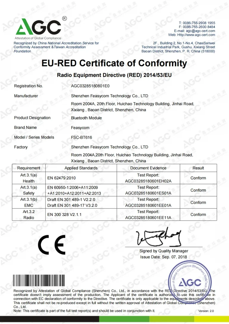 SIG certification and radio wave certification