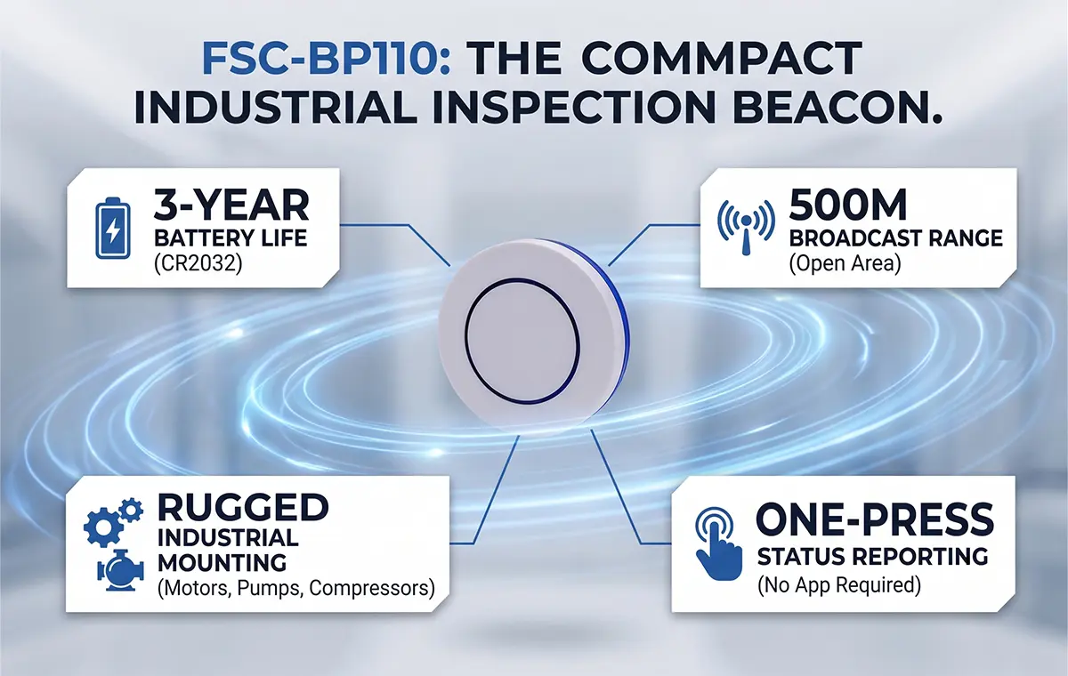 BLE Push Button Beacon for Industrial Equipment Inspection Tracking 111 Industrial Equipment Inspection Tracking